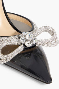 Double Bow 85 rhinestone mules - Black