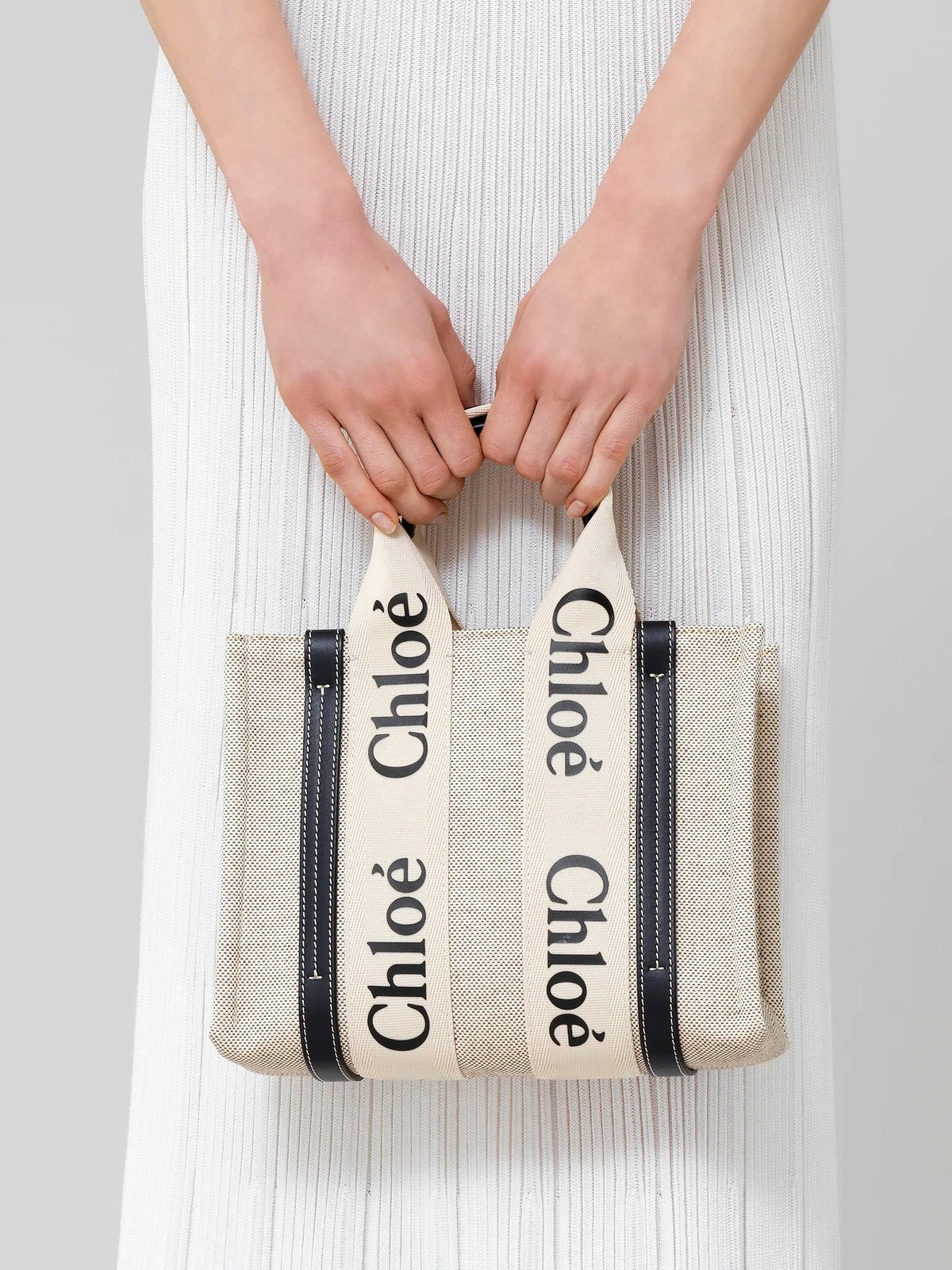 White & Brown SMALL TOTE - White & Brown