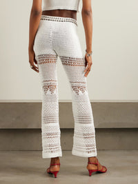 Pantalon fit en maille et ceinture perlée - Off White
