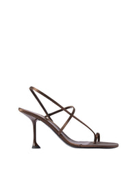 Sandales carrées à brides 85 en satin - Dark Brown