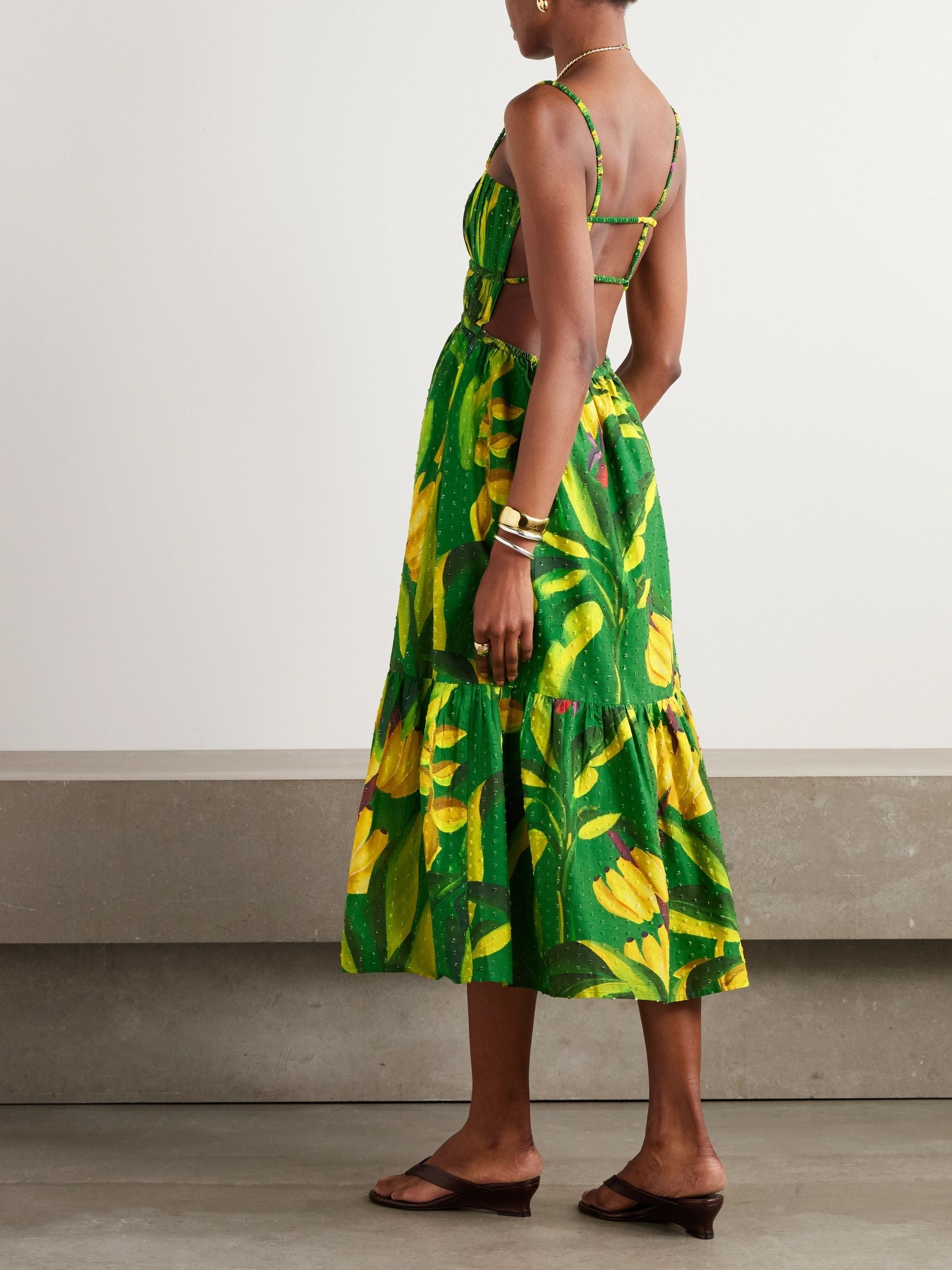 Robe midi Banana en coton - Vert