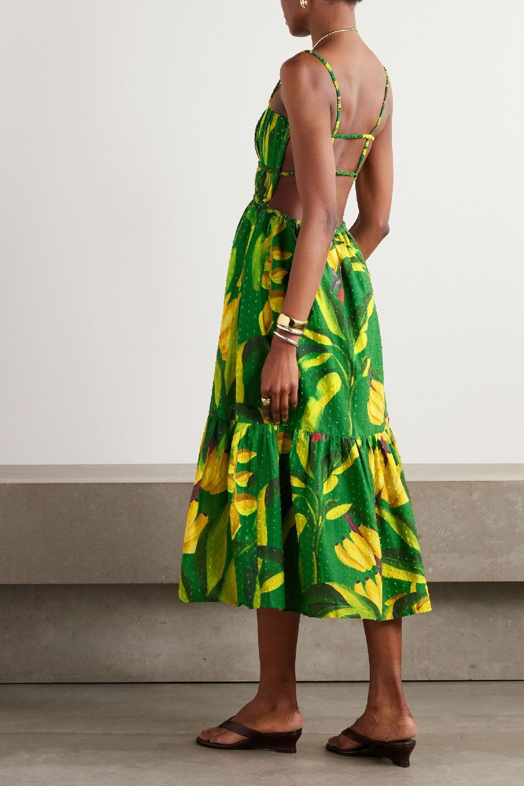 Banana cotton midi dress - Green