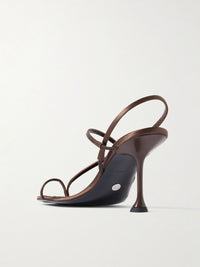 Sandales carrées à brides 85 en satin - Dark Brown