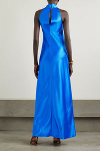 Robe longue Portico en satin - Celeste