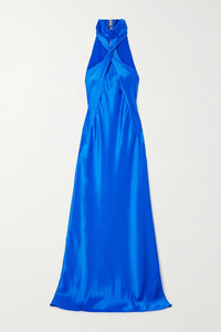 Robe longue Portico en satin - Celeste