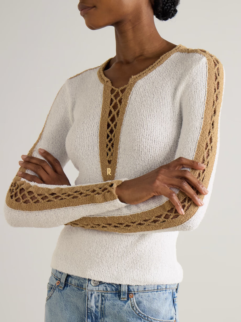 Pull croisé à manches longues - White