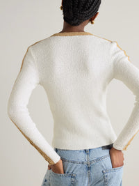 Pull croisé à manches longues - White