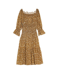 2qty RELIQUAT 75€ 0%  / Robe courte Palmina à fronces et volants - Lucky Khaki