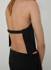 Backless Halter Top - Black