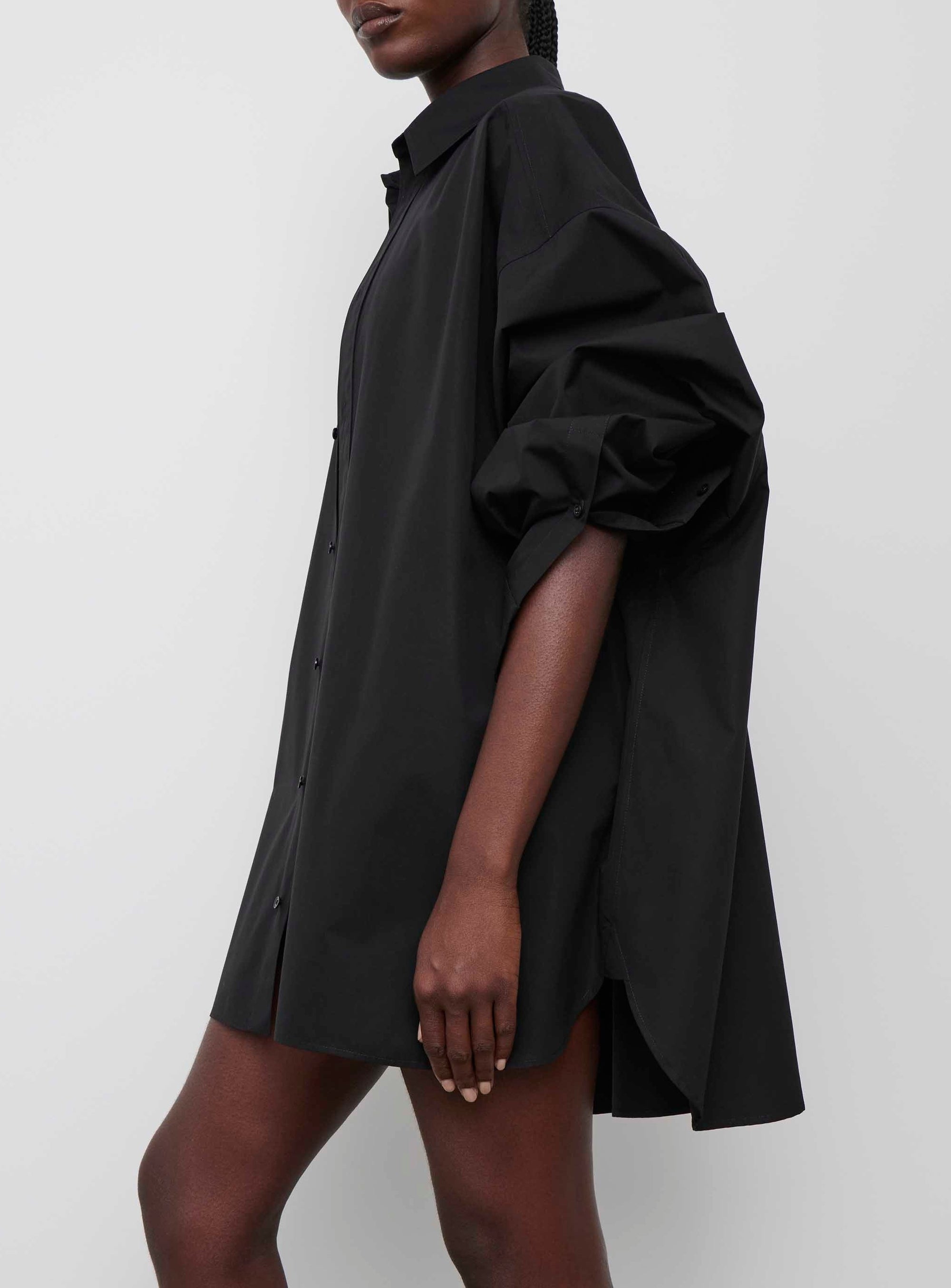Oversize Shirt Dress Mini - Black