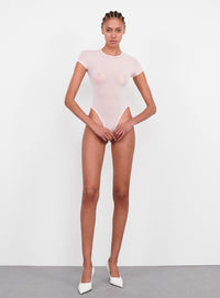 Sheer Cap Sleeve Bodysuit - Blush