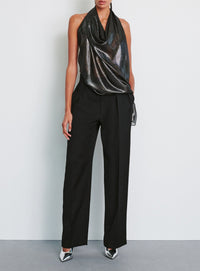 Metallic Halter Blouse - Black