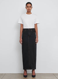 Denim Column Skirt - Black