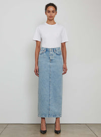 Denim Column Skirt - Blue