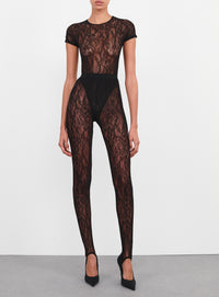 Lace Stirrup Legging - Black