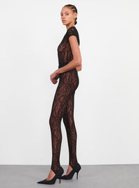 Lace Stirrup Legging - Black