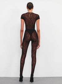 Lace Stirrup Legging - Black
