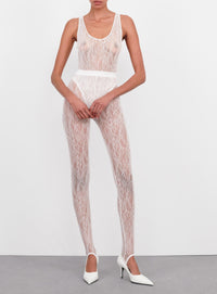 Lace Stirrup Legging - White