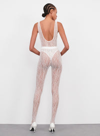 Lace Stirrup Legging - White