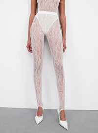 Lace Stirrup Legging - White