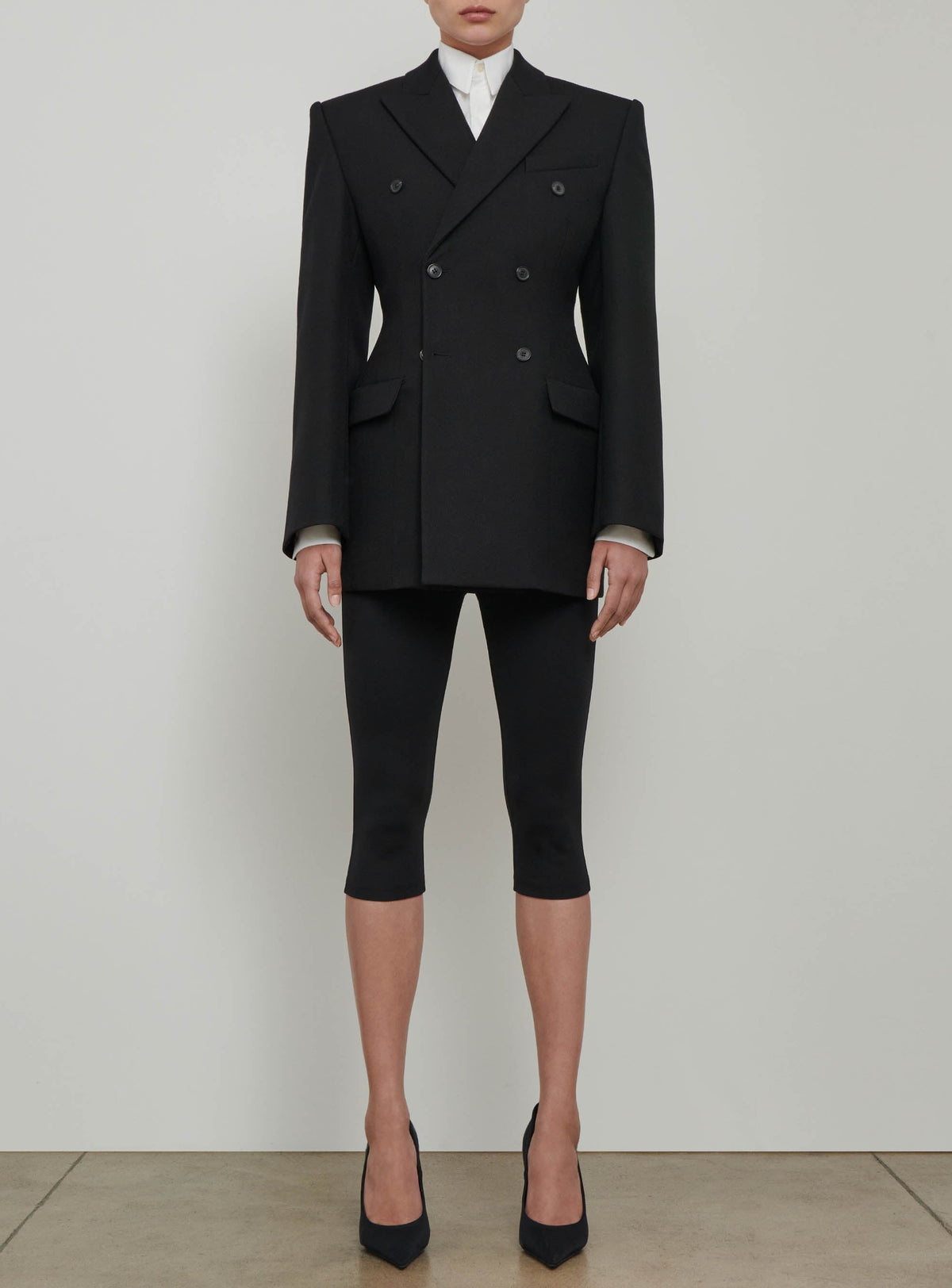 Double Breasted Contour Blazer - Black