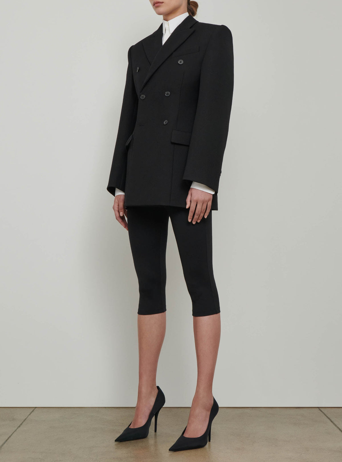Double Breasted Contour Blazer - Black