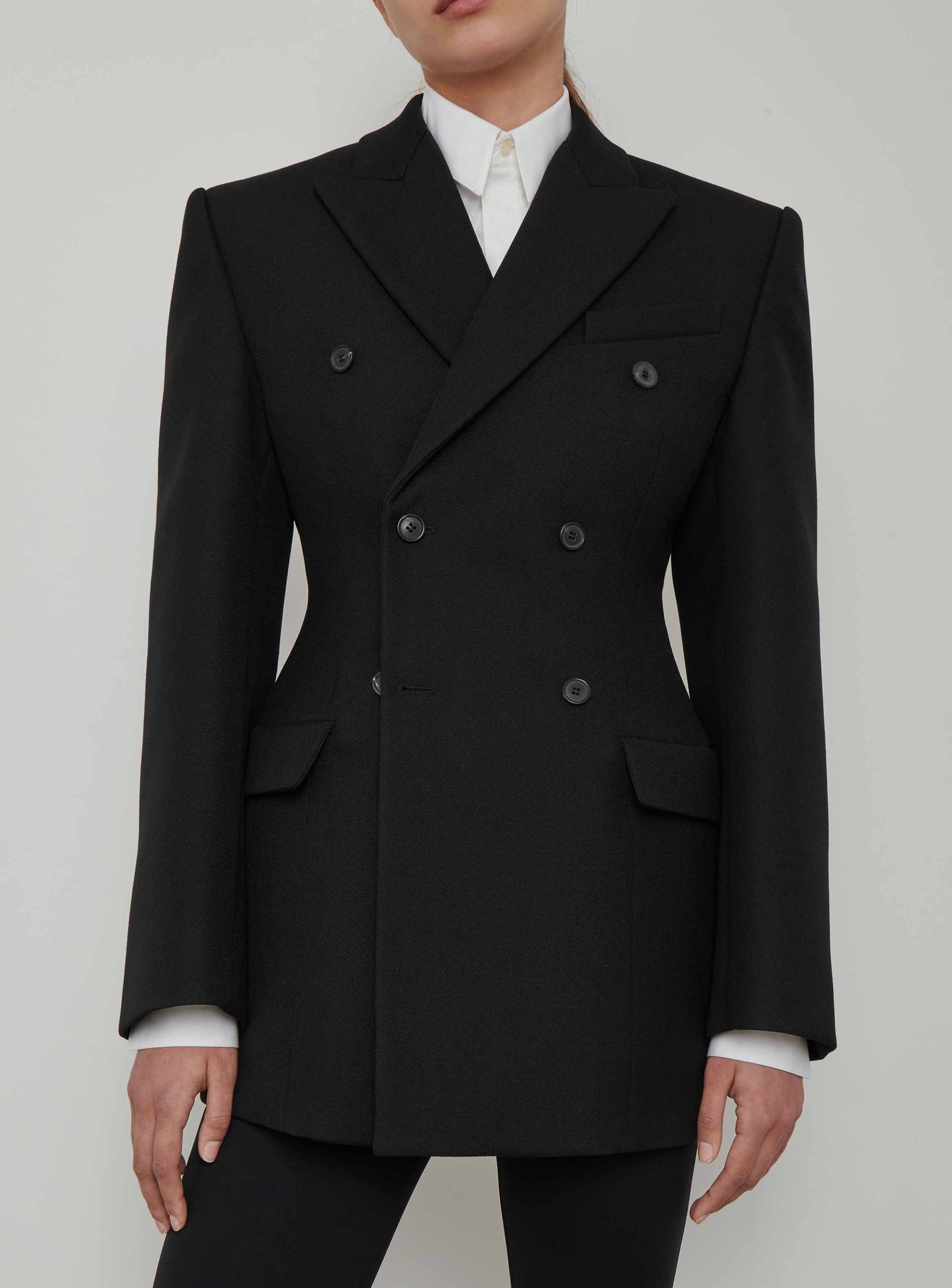 Double Breasted Contour Blazer - Black
