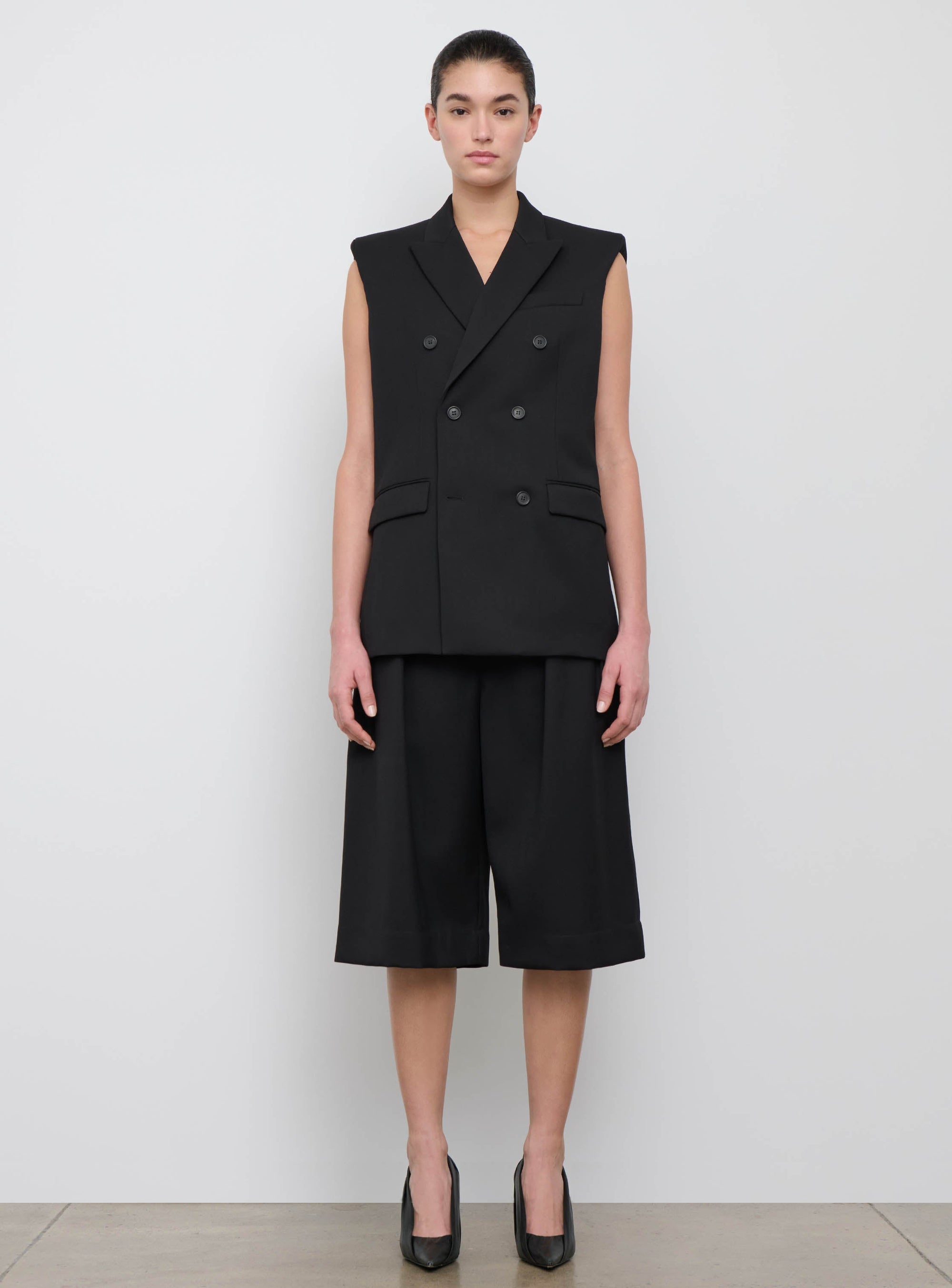 Double Breasted Vest - Black