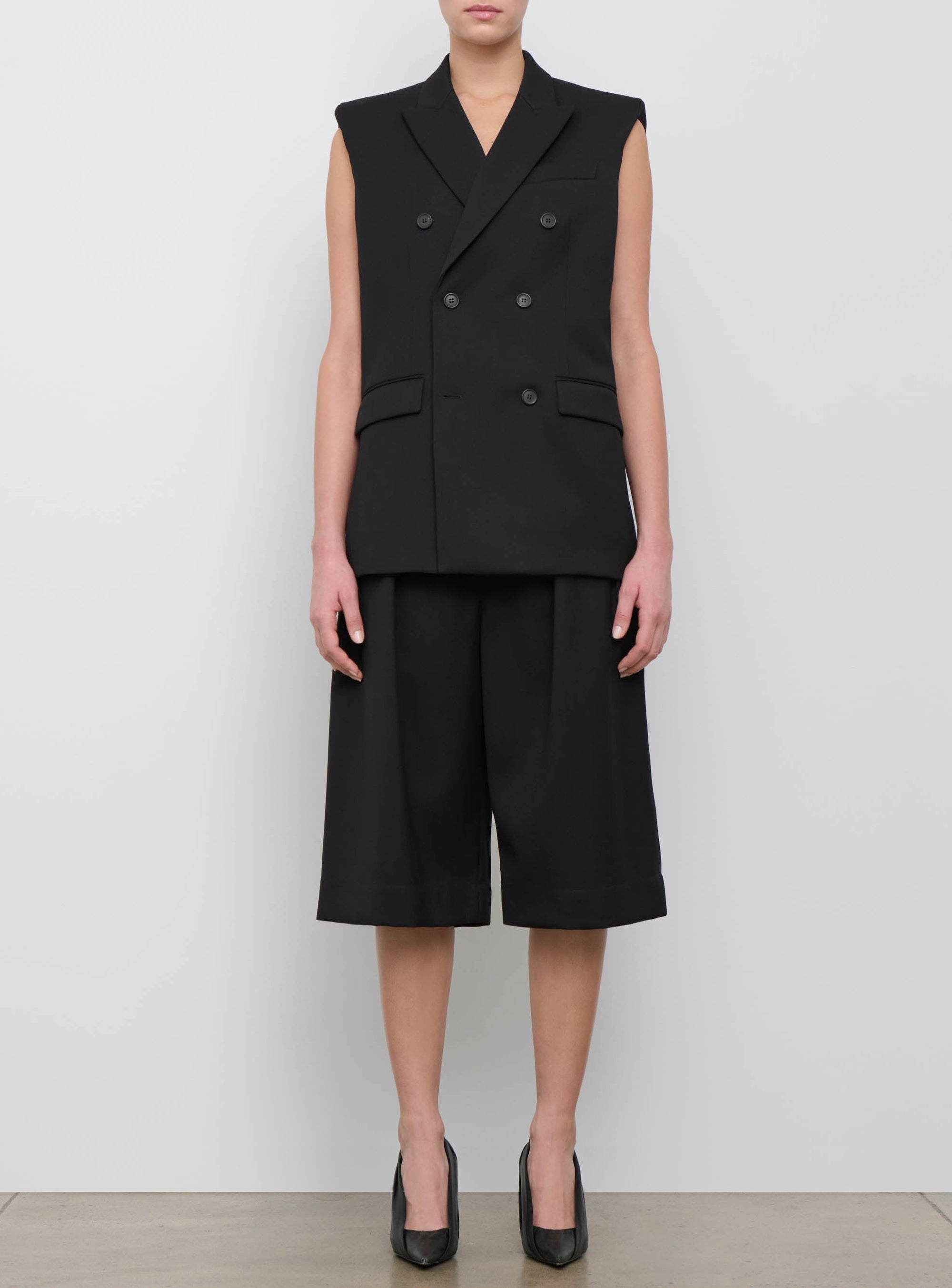 Double Breasted Vest - Black