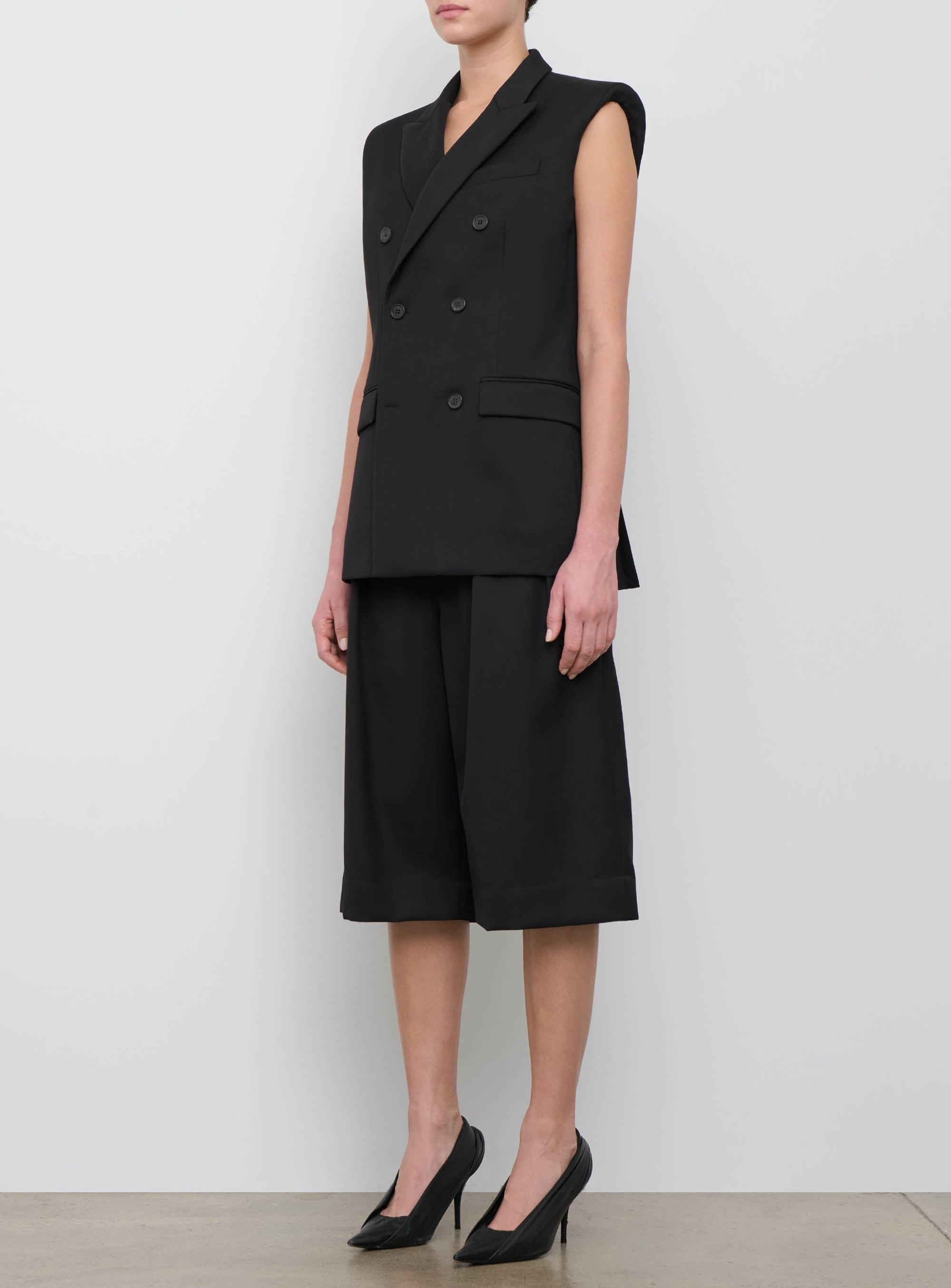 Double Breasted Vest - Black