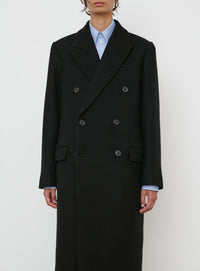 Classic Double Breasted Coat - Black