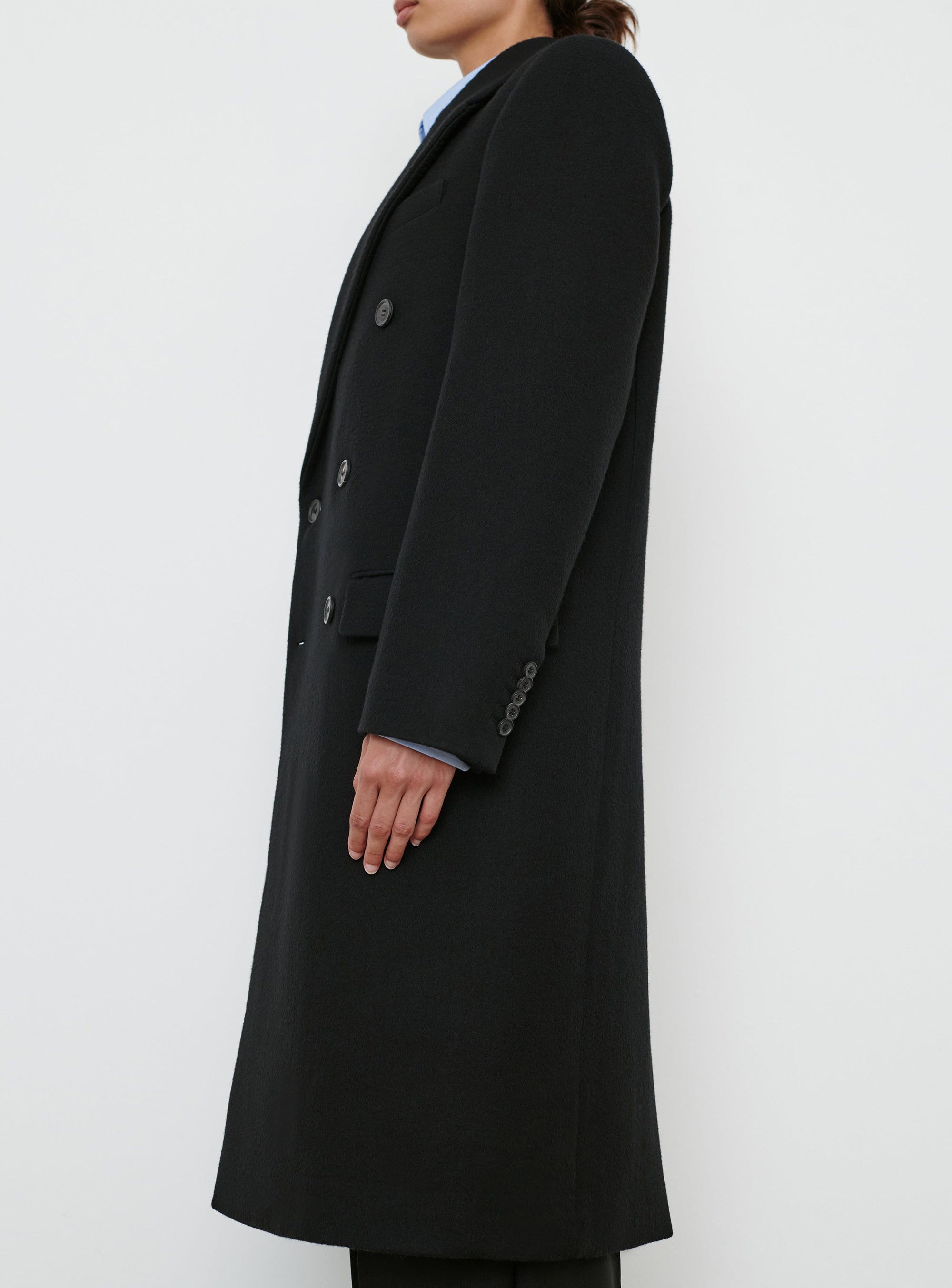 Classic Double Breasted Coat - Black