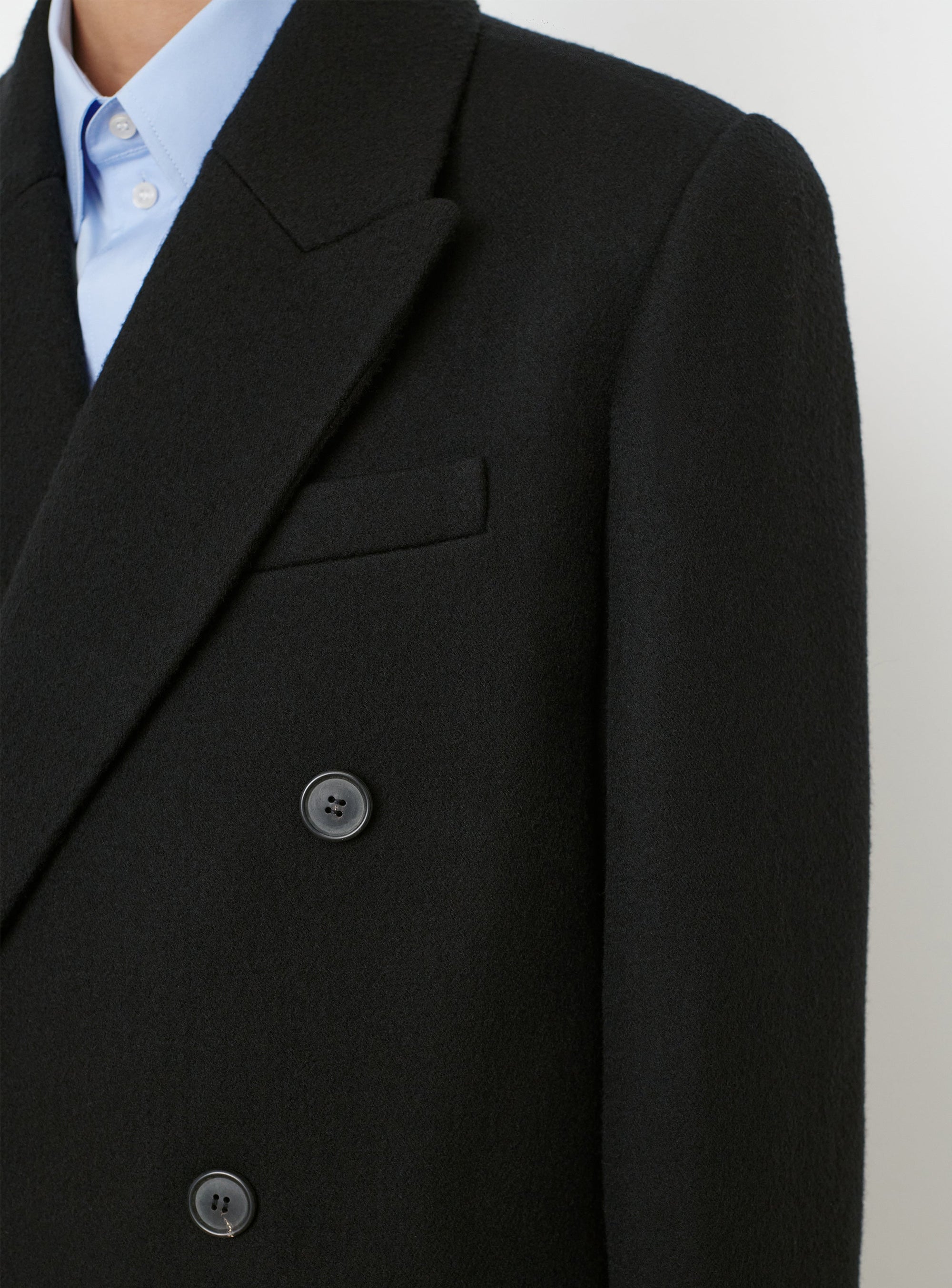 Classic Double Breasted Coat - Black
