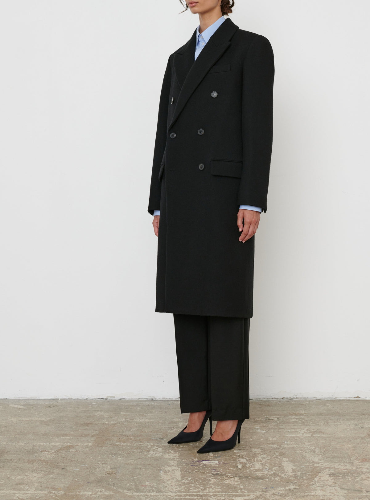 Classic Double Breasted Coat - Black