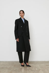 Classic Double Breasted Coat - Black