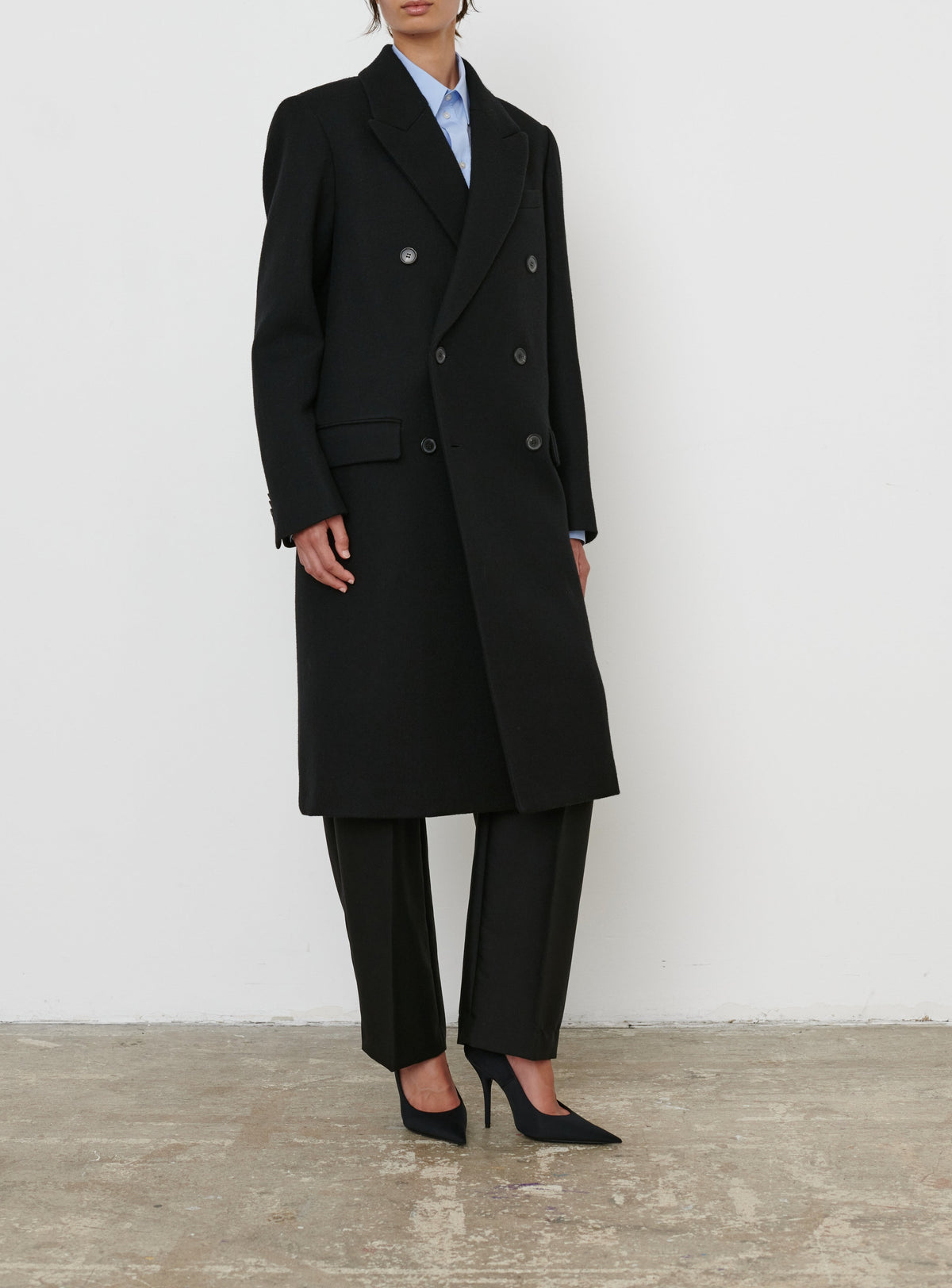 Classic Double Breasted Coat - Black