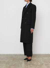 Classic Double Breasted Coat - Black