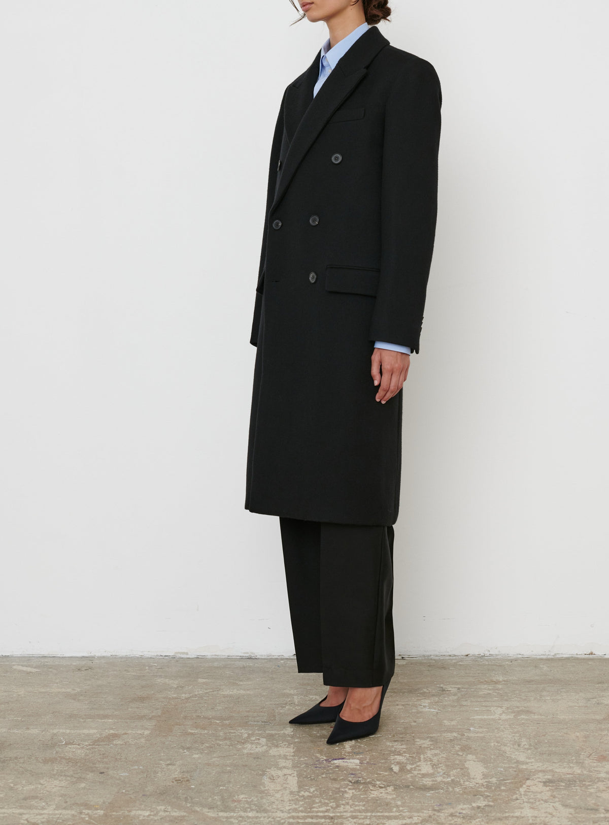 Classic Double Breasted Coat - Black
