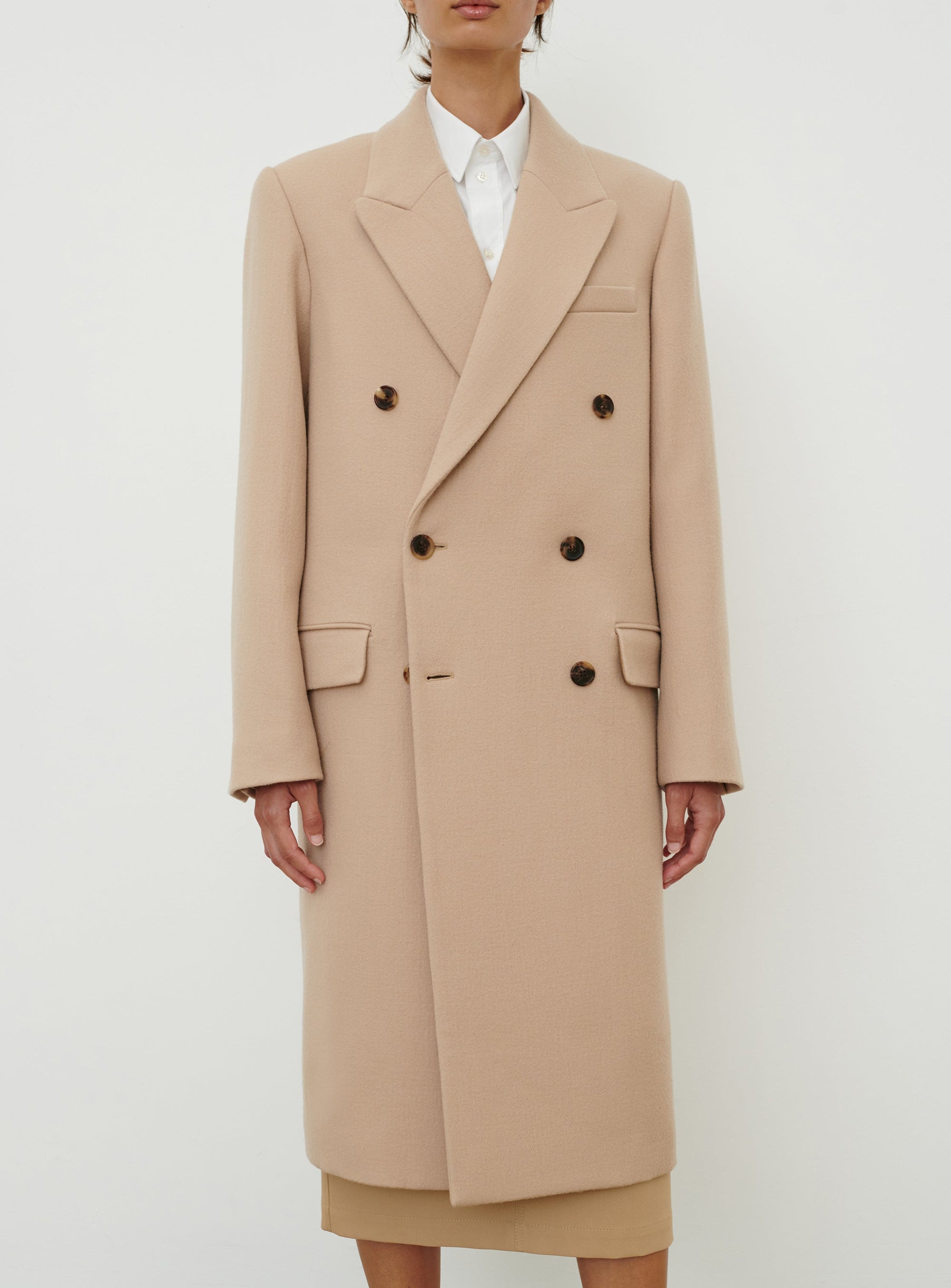 Classic Double Breasted Coat - Khaki