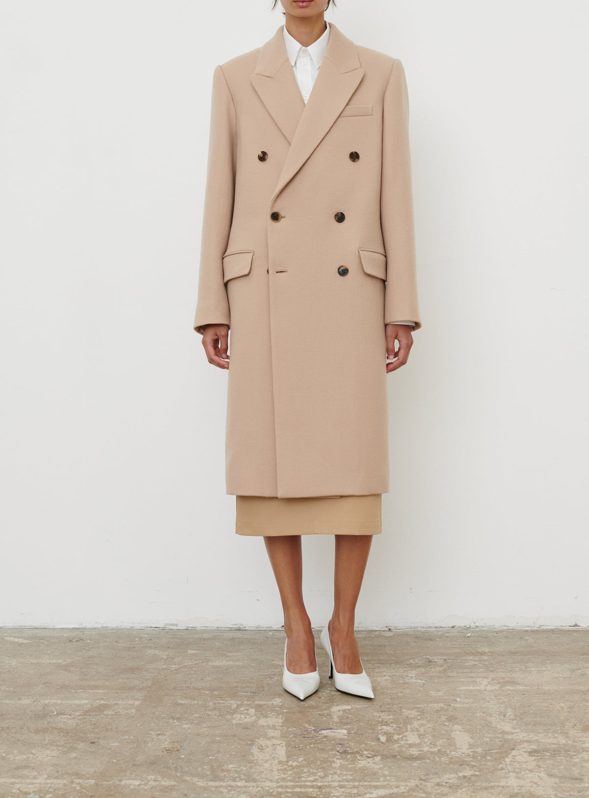 Classic Double Breasted Coat - Khaki