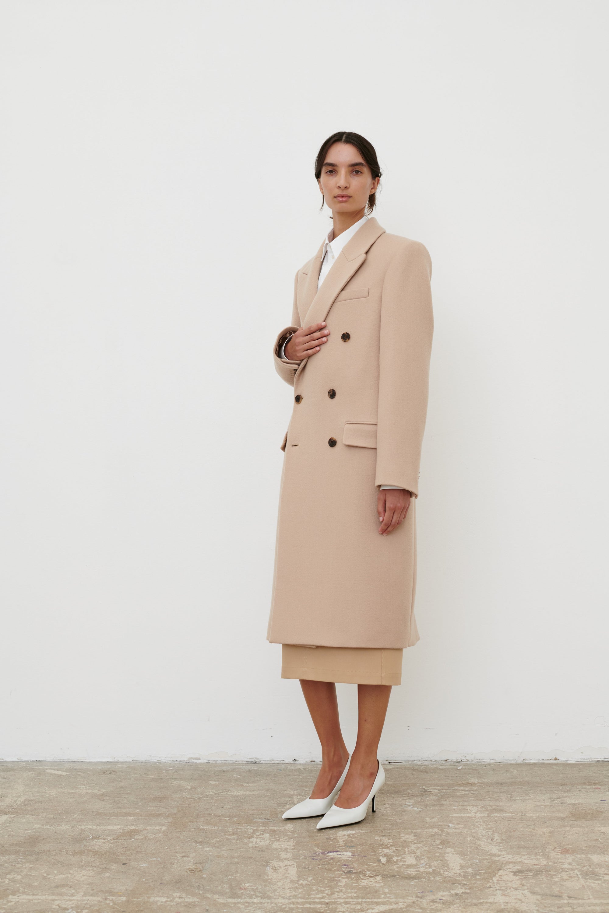 Classic Double Breasted Coat - Khaki
