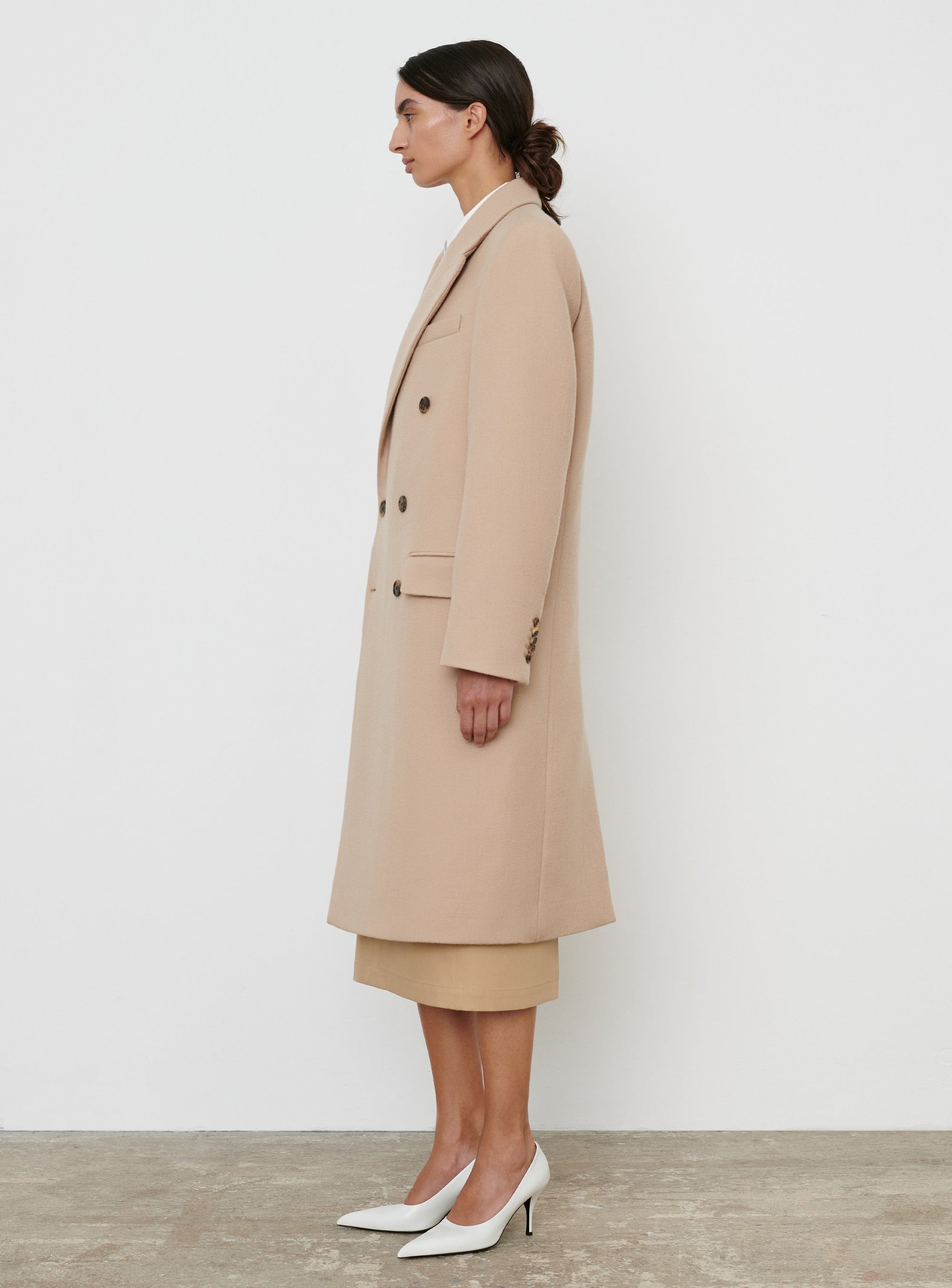 Classic Double Breasted Coat - Khaki