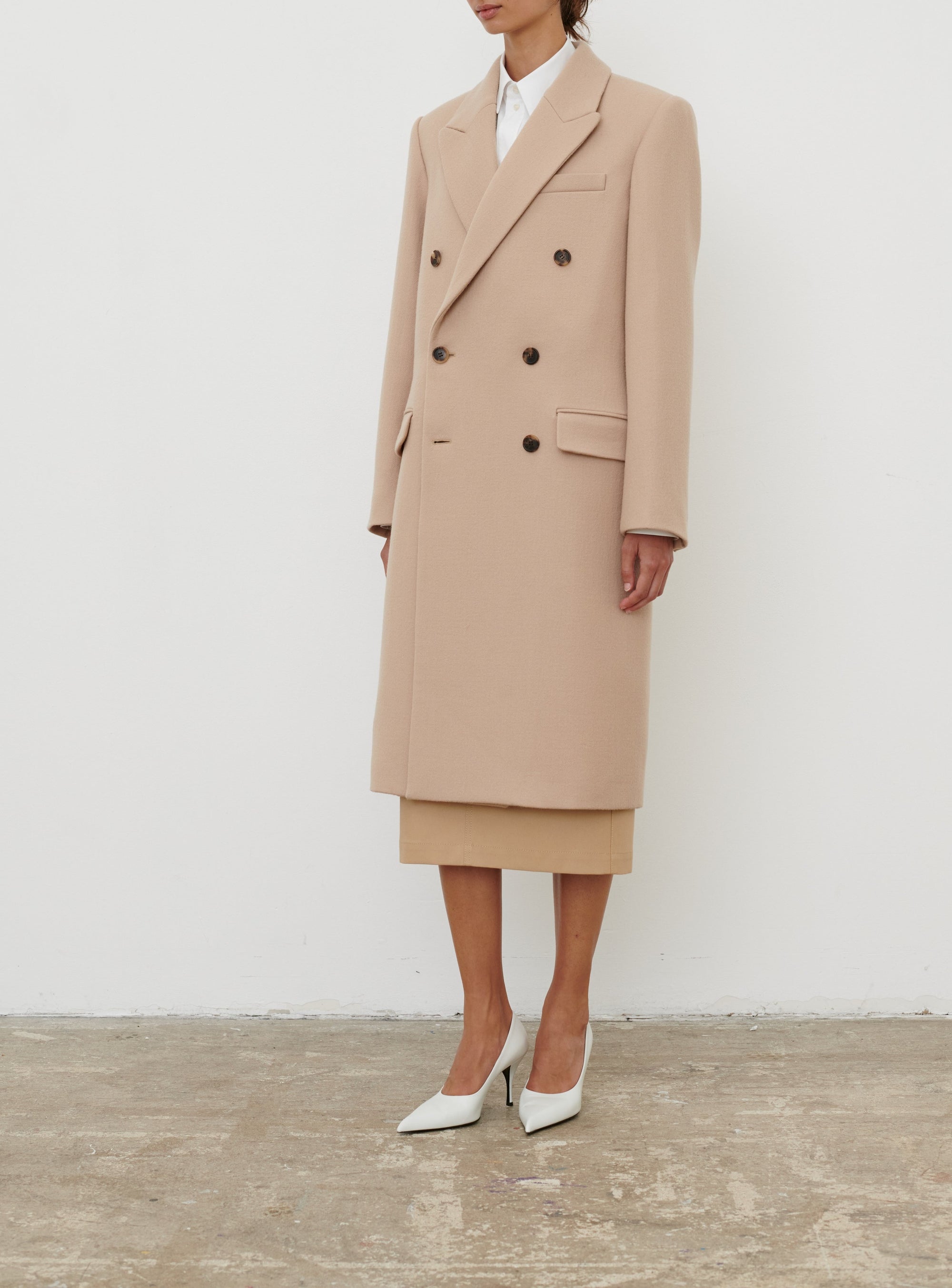 Classic Double Breasted Coat - Khaki