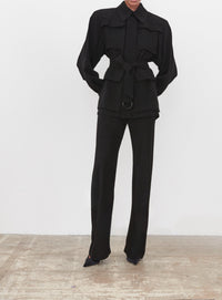 Crepe Safari Jacket - Black