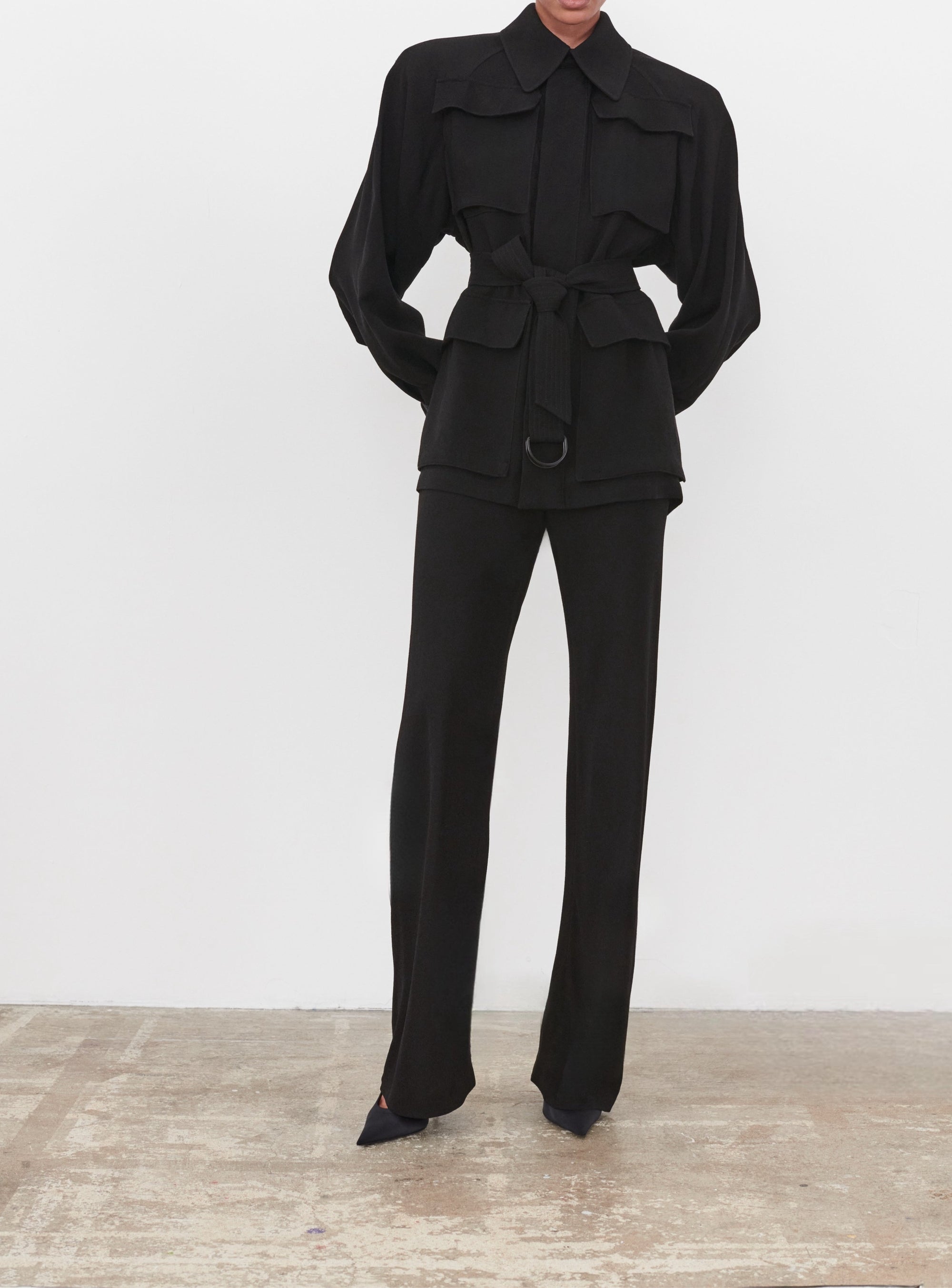 Crepe Safari Jacket - Black