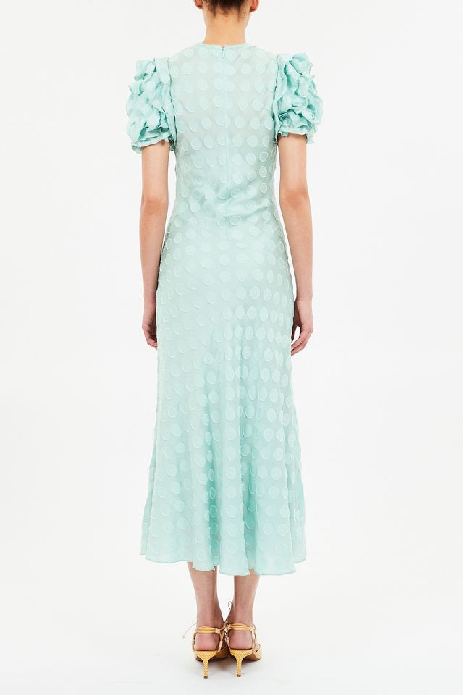 Robe midi Elvia à manches volantées en soie - Beryl