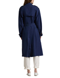 Trench-coat en soie et lin mélangé - Newport Navy