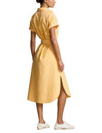 Robe-chemise ceinturée à manches courtes - Yellow