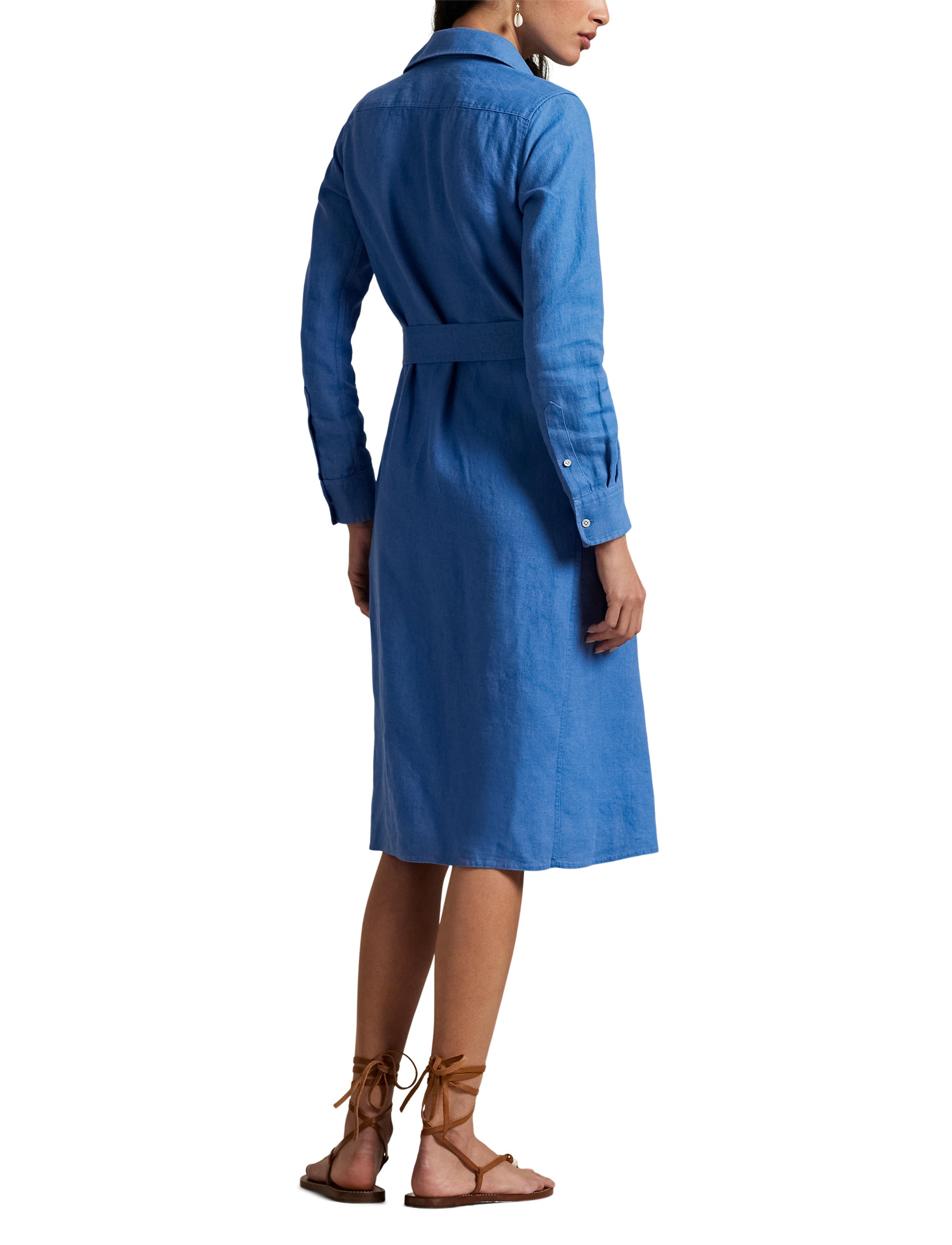 Belted linen shirt dress - Retreat Blue