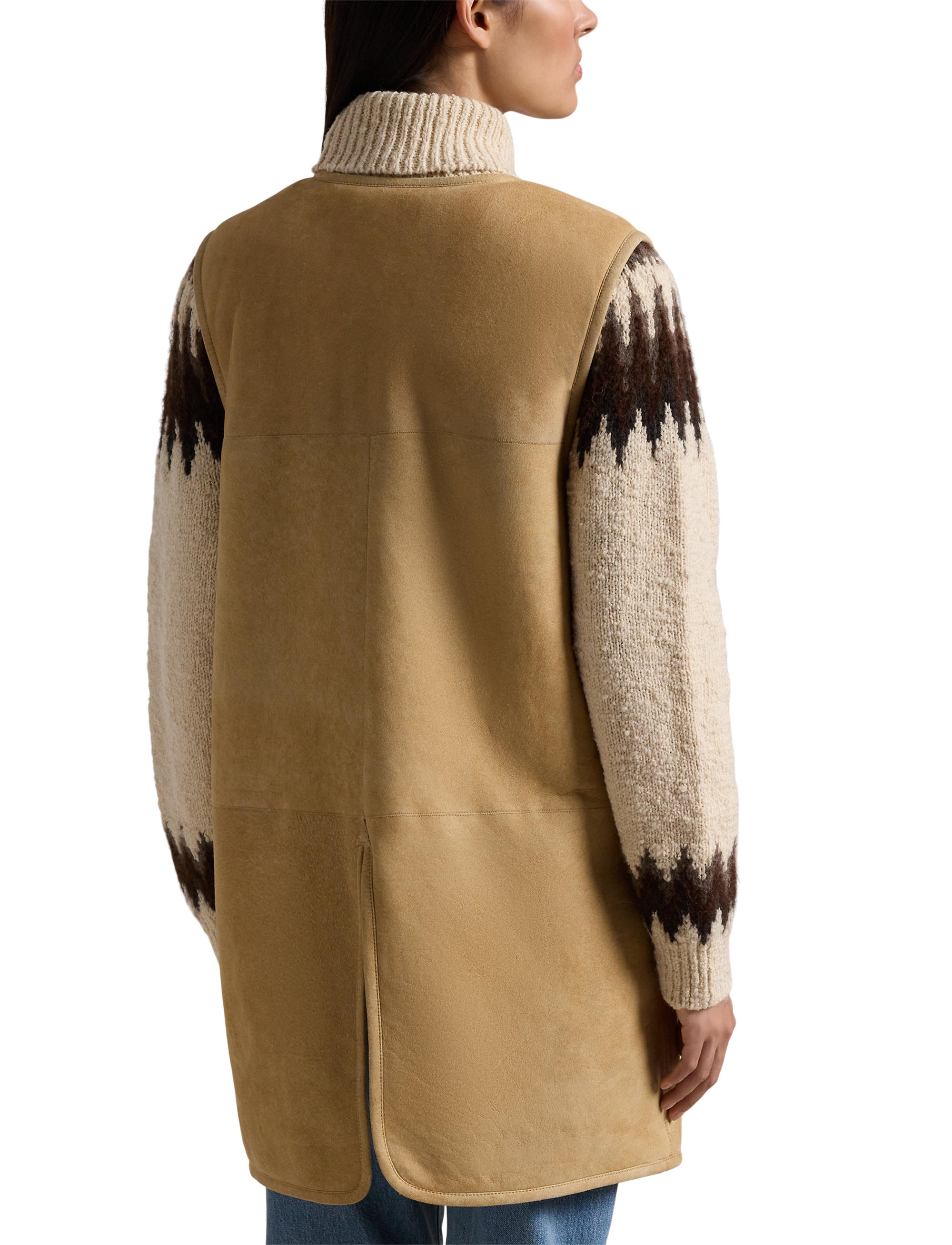 Reversible wool waistcoat - Vintage Saddle-Cream